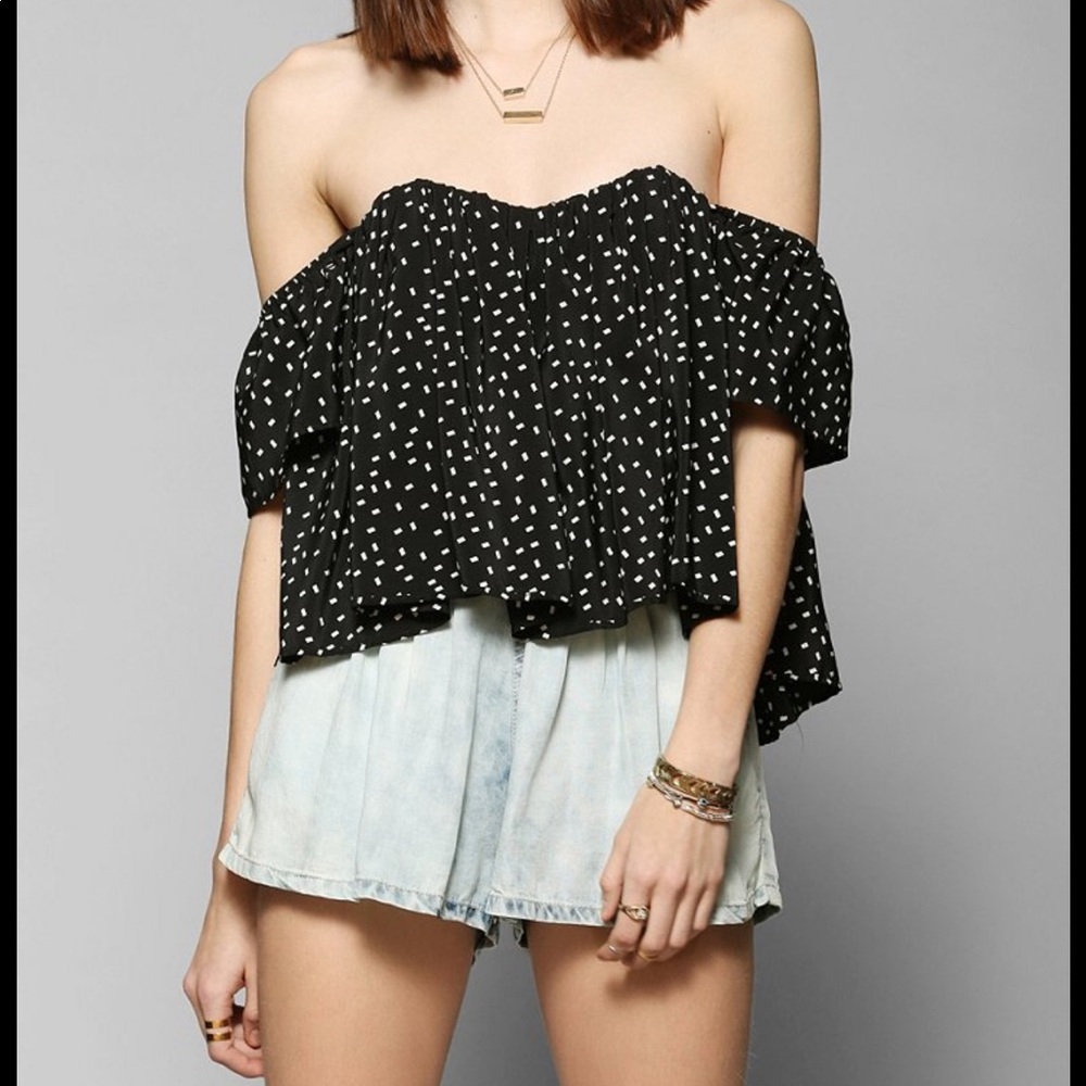 Stone Cold Fox Holy Tube Crop Top White w/Blue Dots Size 1